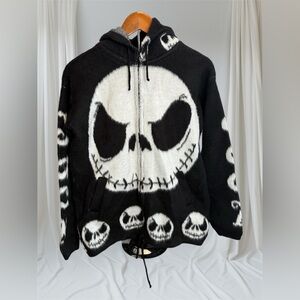 Jack Skellington Nightmare Before Christmas Wool Cardigan Hoodie Zip Up Men M